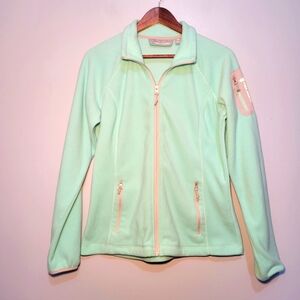 Free Country Full‎ Zip Lightweight Fleece  Jacket Womens Size Medium Green Gray